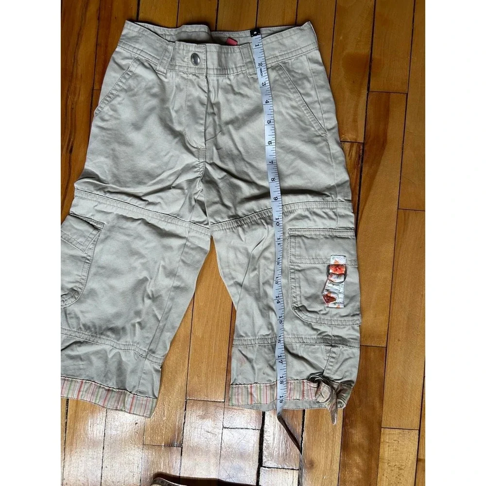 Girls Cargo Capri Pants Kitschy Retro Vintage Gymboree Khaki Y2K Utility 2004